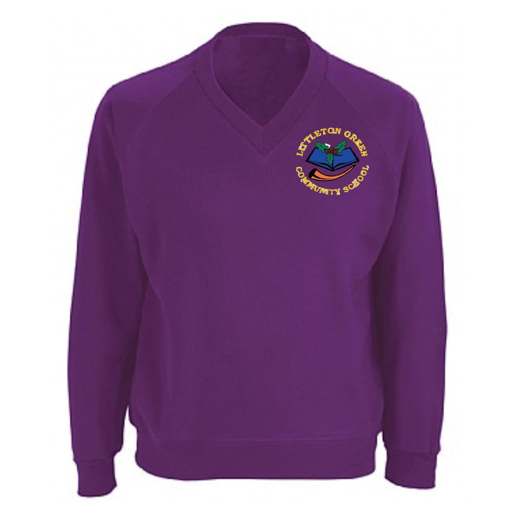 Littleton Green VNeck Sweatshirt Crested School Wear