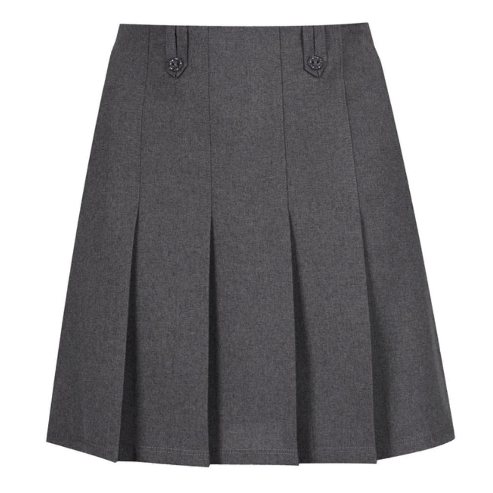 Junior Girls Flower Button Skirt – Grey – Crested School Wear