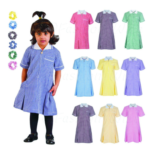 girls purple gingham school dress