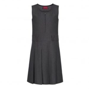 Girls Flower Button Grey Pinafore