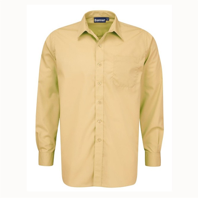 Boys Twin Pack Long Sleeve Cream Shirts Twin Pack Crested School Wear