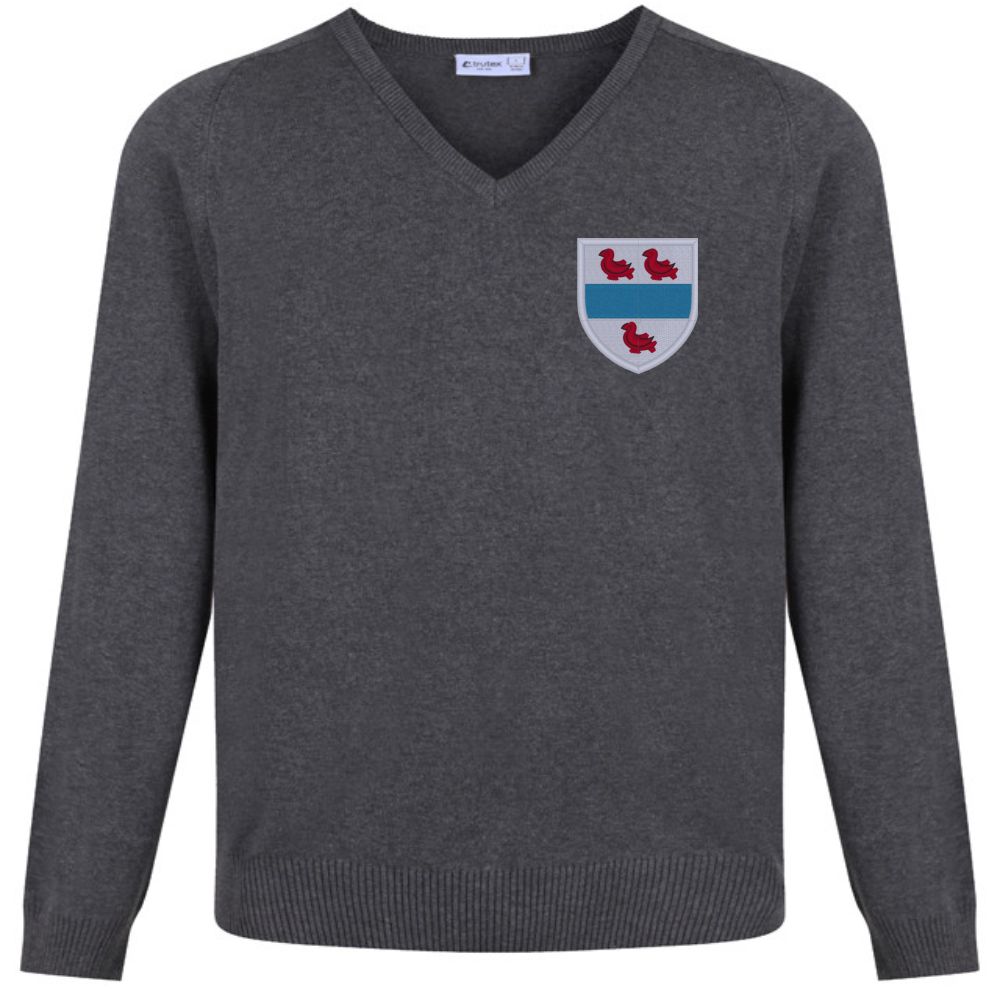 Walsh Knitted Grey Jumper Crested School Wear