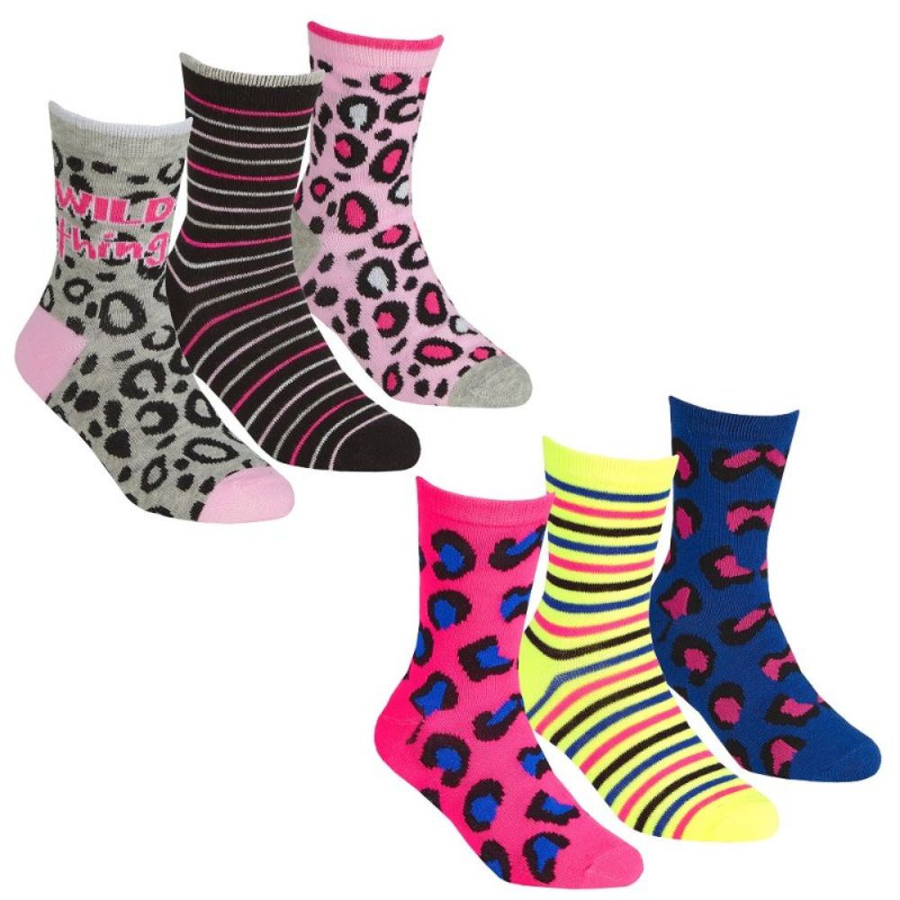 3 Pack Girls Funky Pattern Socks Crested School Wear