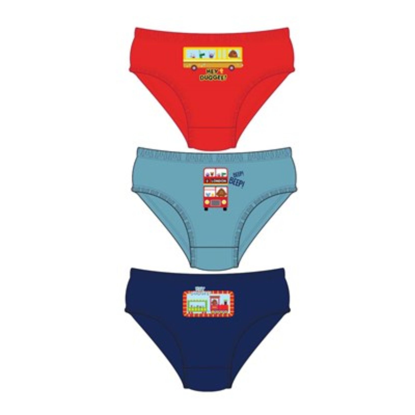 Boys Hey Duggee 3 Pack Briefs - Crested 