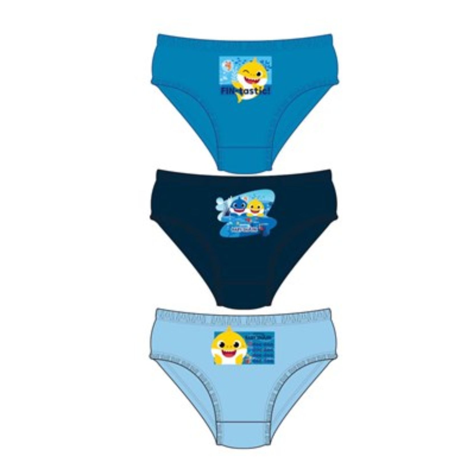 Boys Baby Shark 3 Pack Briefs Crested School Wear